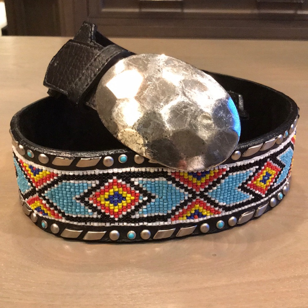 Hand Beaded Leatherock Belt